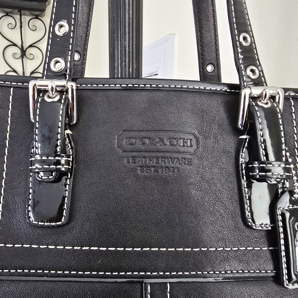 Coach Hamilton Black Leather Tote Bag - Picture 3 of 10